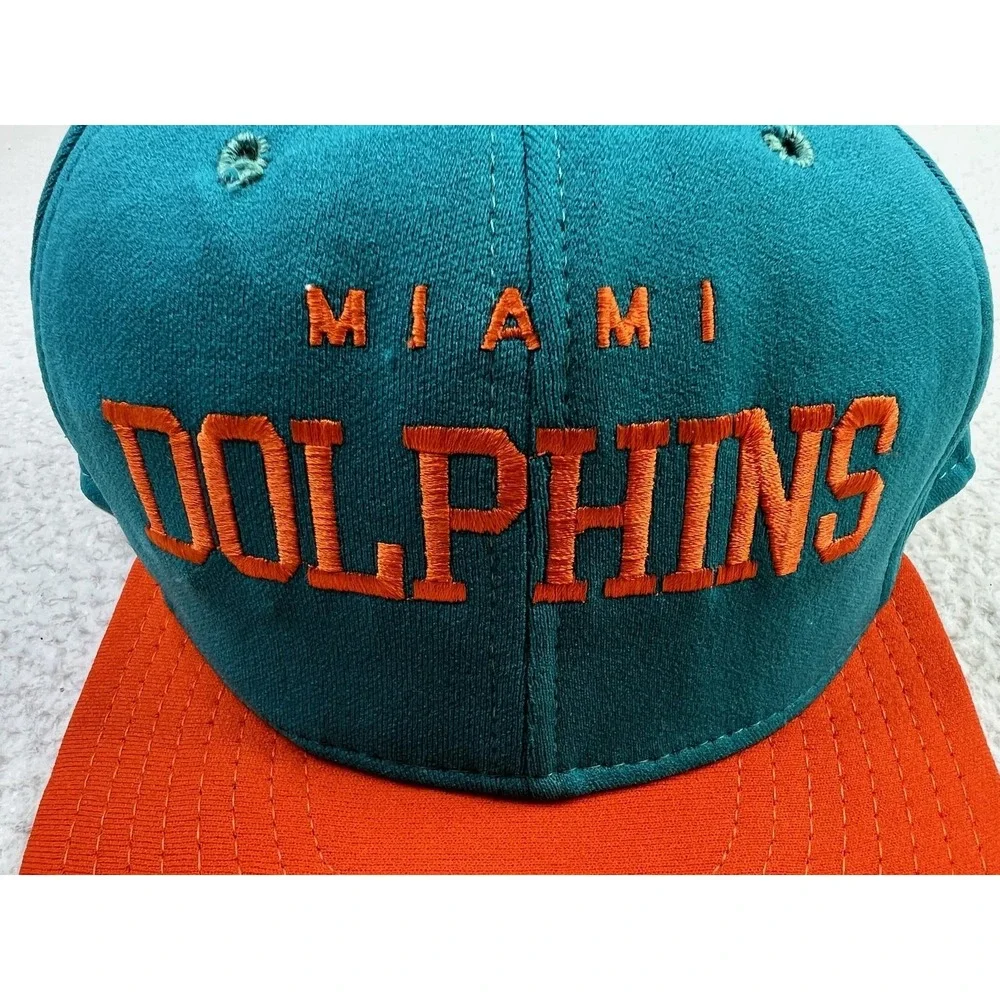 Vintage Miami Dolphins Hat Cap Snapback Mens Teal Orange NFL Football AJD USA